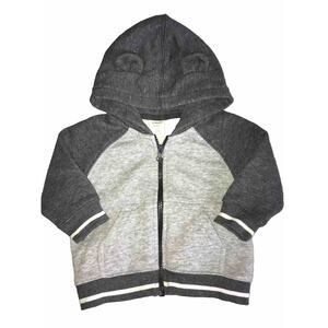 Gymboree Zip Hoodie Two Tone Grey Bear Ears 3-6 Months